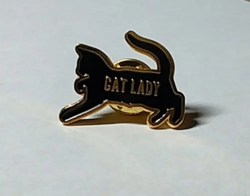 Cute Black Cat Lady Pin Kitty Lapel Hat Brooch